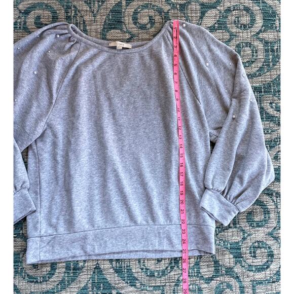 Loft Pearl Embellished Gray Sweatshirt‎ Top - Size XL - Picture 5 of 7
